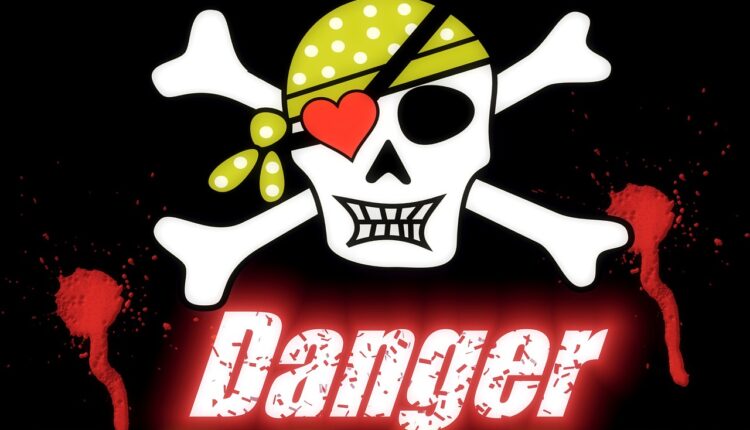 Piratentotenschädel mir Schriftzug Danger